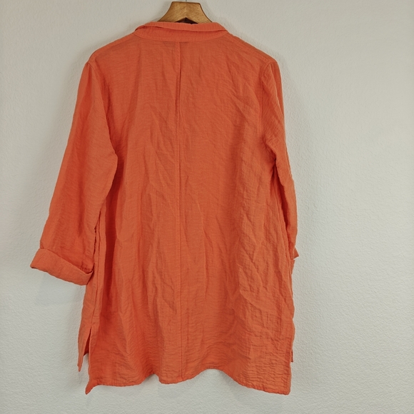 John Mark Nwot Coral Button Up 3/4 Sleeves Blouse Size Small Women's - Picture 9 of 13